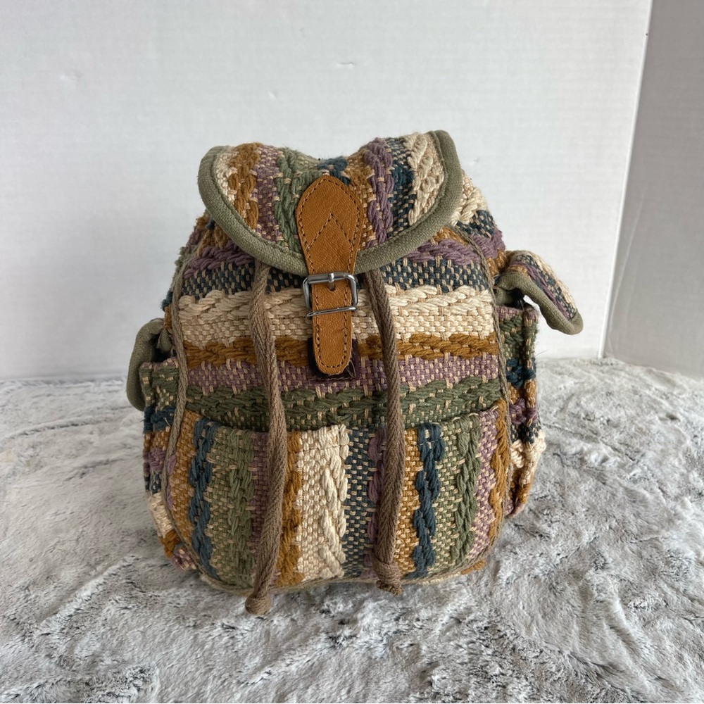 Multicolor Woven  Small Backpack